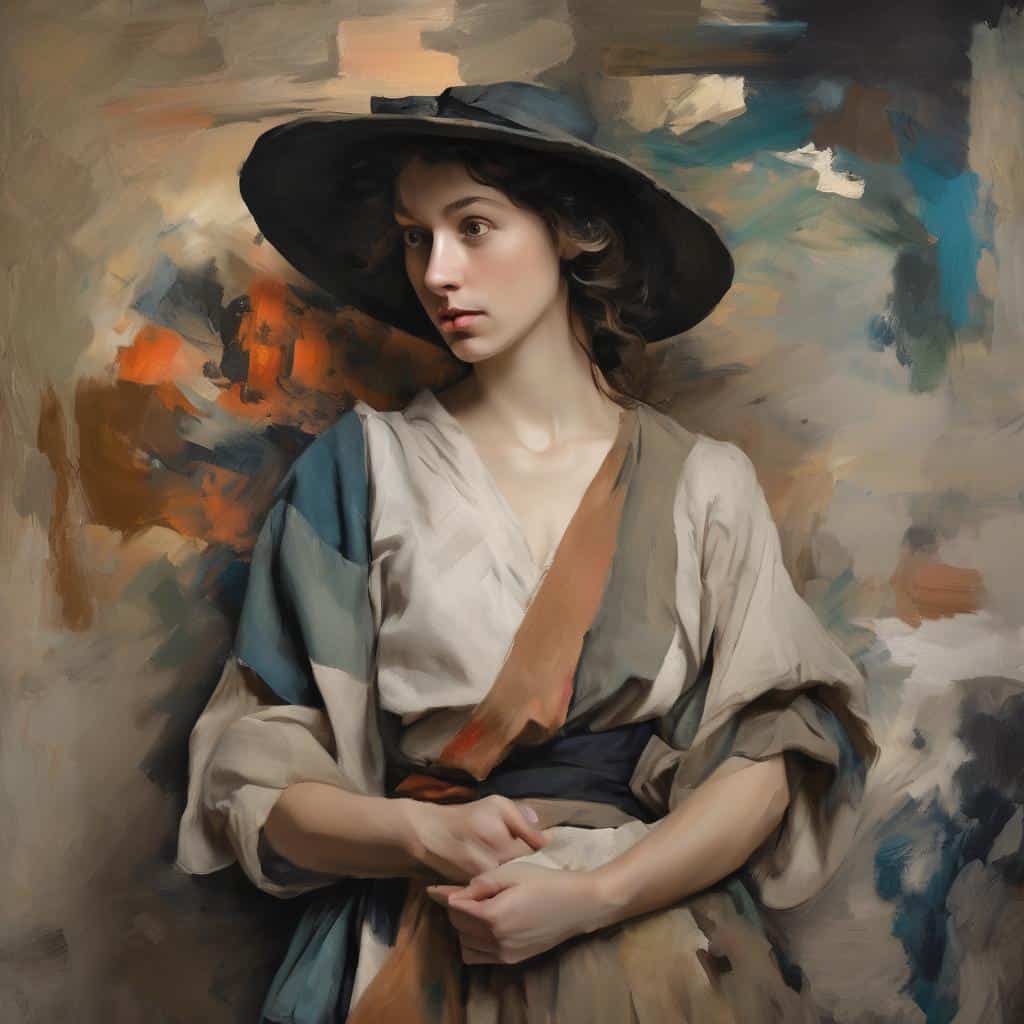 Ανθρωπος με καπέλο σε ζωγραφική με στυλ κλασικής τέχνης και ιστορικά ρεύματα τέχνης.